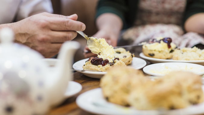 Scones with clotted cream and jam at Tyntesfield, Somerset